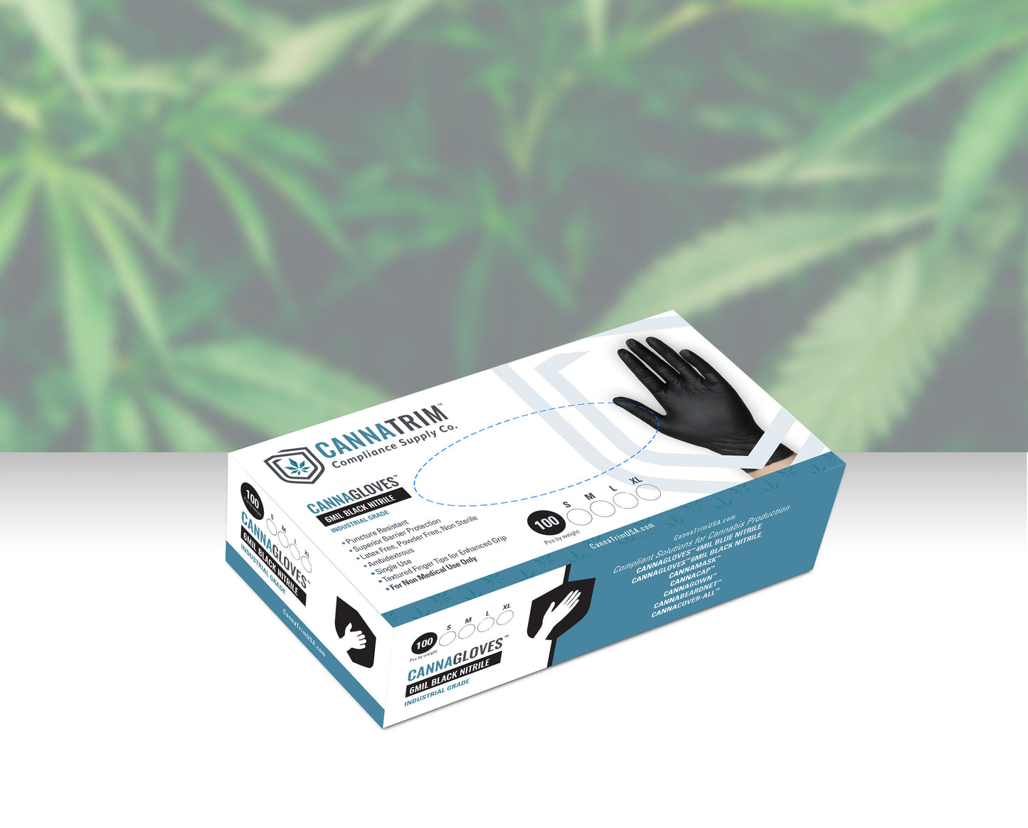 Cannabis trimming gloves in 6mil black nitrile